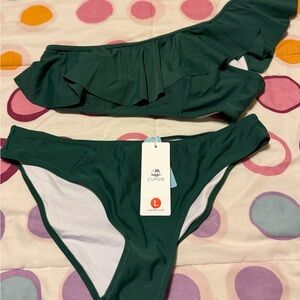 Cupshe Emerald Ruffle Bikini Set